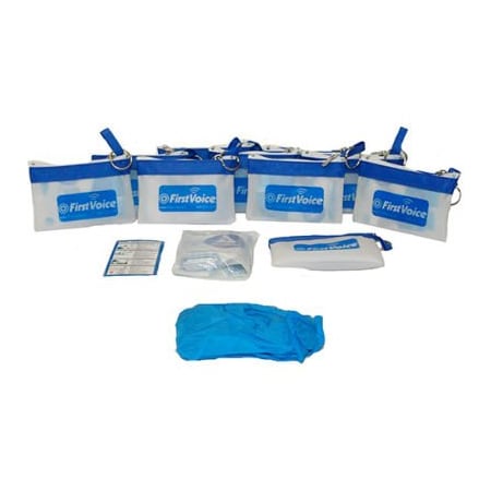 Think Safe First Voice CPR Keychain with Gloves & One-Way Valve CPR Barrier W/CPR Instruction Card 10/PK Key4-10